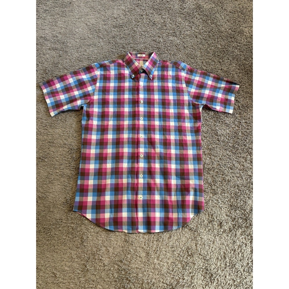 Peter Millar Mens Short Sleeve Button Front Cotton Shirt Size Medium M
